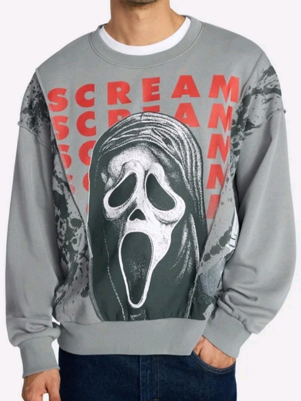 NEW Ghost face scream Gray Crewneck Sweatshirt